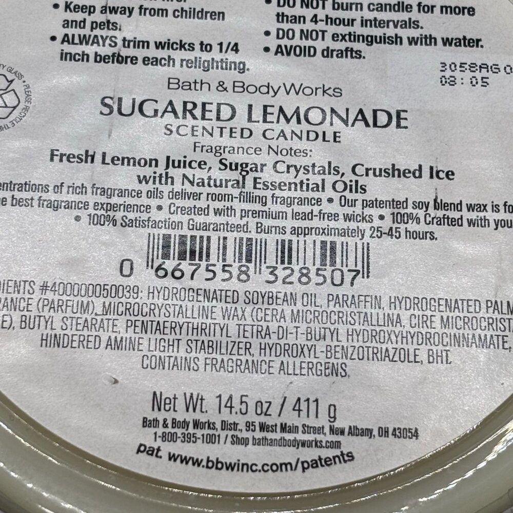 Bath & Body Works Thanks For Everything 3 Wick Candle 14.5 oz Sugared Lemonade - Picture 14 of 16